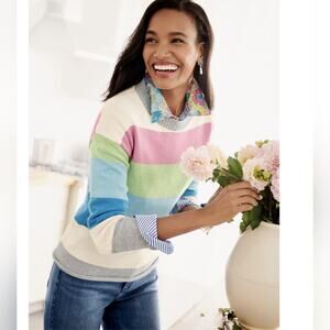 Talbots Supersoft Sorbet Striped Crewneck Sweater Size S